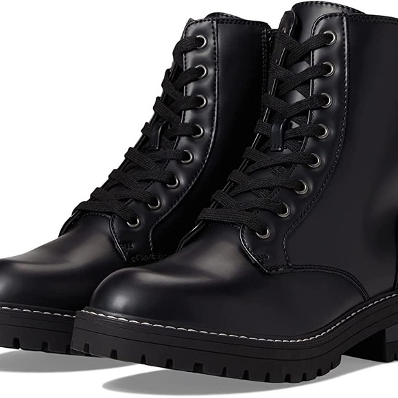 Sugar Shoes - Sugar Kaedy Black Chunky Platform Lace Up Combat Boots Size 6.5